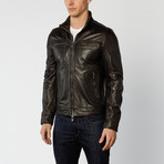 Wire Collar Leather Jacket // Black (S)