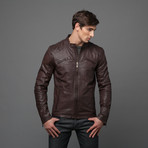 Cow Ferrari Leather Jacket // Brown (XL)