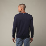 V-Neck Cotton Sweater // Navy (M)