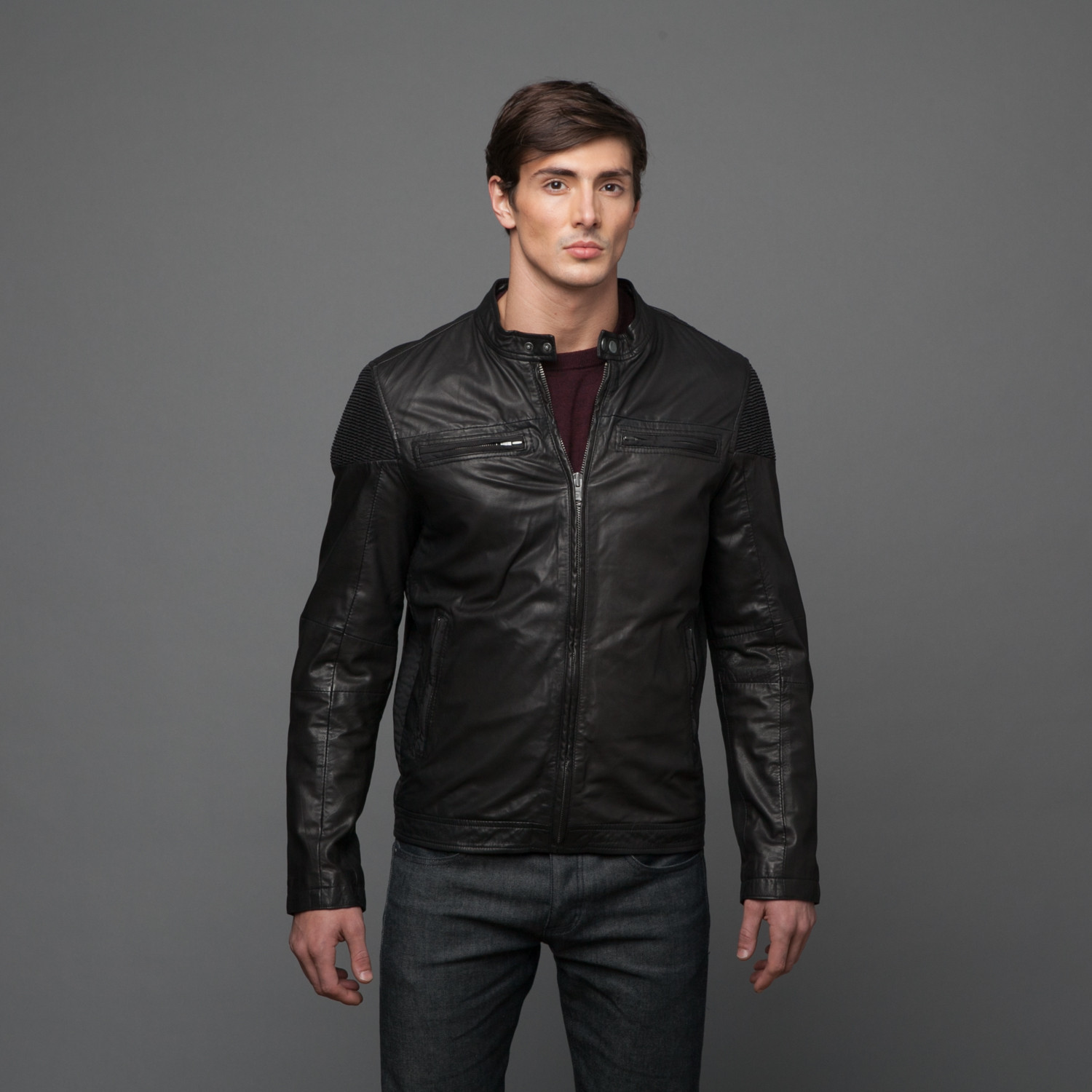 Mustang // - Rogue Modern Touch Rogue Leather Black Jacket (S) // of - Lamb