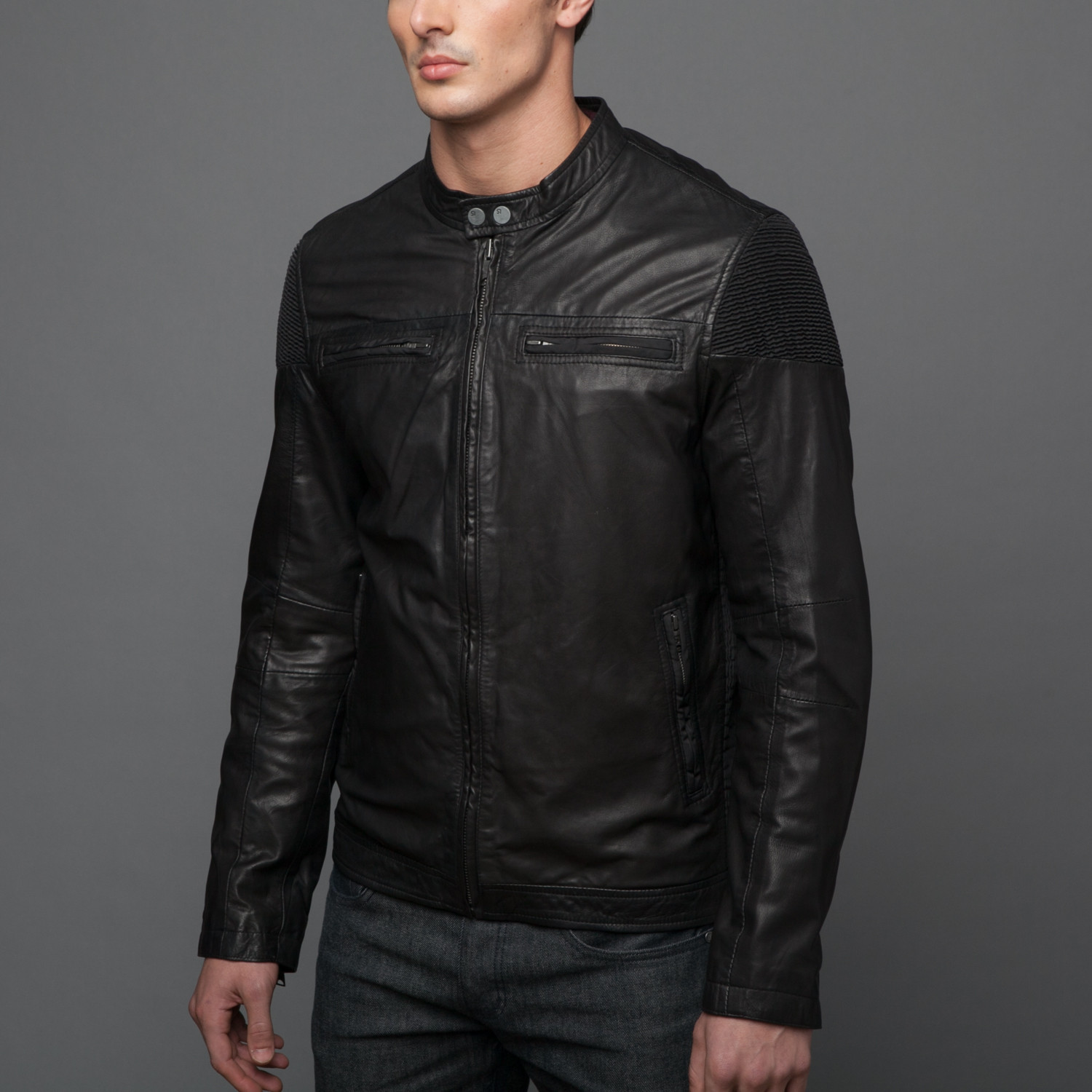 Rogue // Lamb Mustang Leather Outerwear Jacket Touch Modern Black Last (S) - - Grab: // of