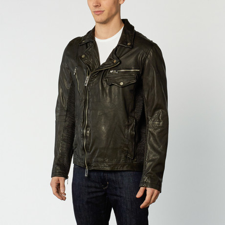 Leather Motorcycle Jacket // Black (S)