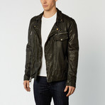 Leather Motorcycle Jacket // Black (S)