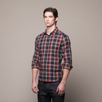 Buttondown Flannel Shirt // Green + Red (S)