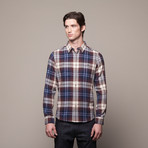 Buttondown Flannel Shirt // Brown + Blue (L)