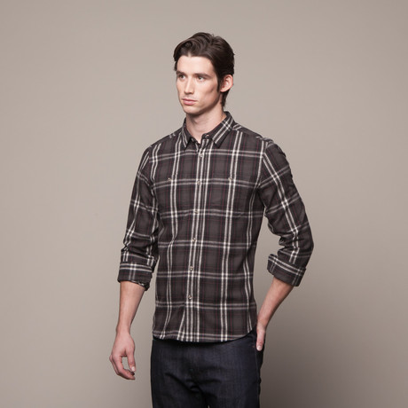 Buttondown Flannel Shirt // Olive + Charcoal (S)