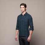 Buttondown Flannel Shirt // Green + Blue (S)