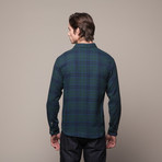 Buttondown Flannel Shirt // Green + Blue (L)