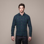 Buttondown Flannel Shirt // Green + Blue (XL)