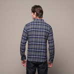 Buttondown Flannel Shirt // Navy + Green (L)