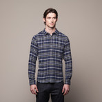 Buttondown Flannel Shirt // Navy + Green (M)