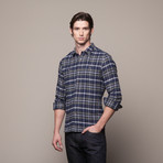 Buttondown Flannel Shirt // Navy + Green (L)