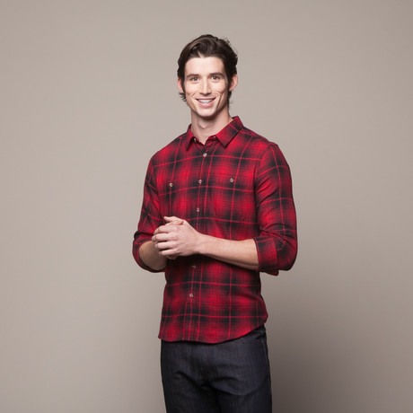 Buttondown Flannel Shirt // Red + Black (S)