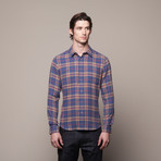 Buttondown Flannel Shirt // Blue + Beige (M)
