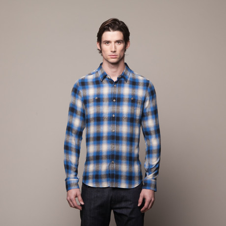 Buttondown Flannel Shirt // Black + Blue (S)