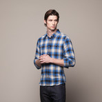 Buttondown Flannel Shirt // Black + Blue (L)