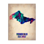 Honolulu Watercolor Map