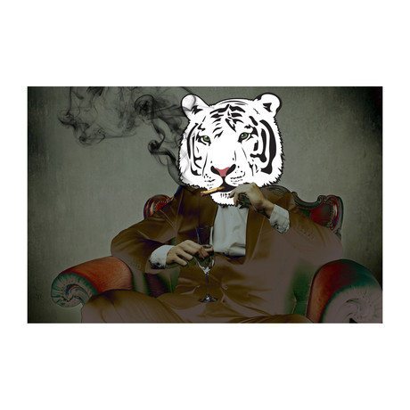 Smoking Tiger (10"W x 24"H x 2"D)