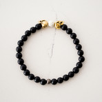 Antique Gold Skulls + Matte Black Bracelet