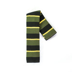 Army Green With Stripes Knit Tie