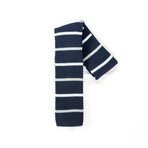 Navy With White Stripe Knit Tie