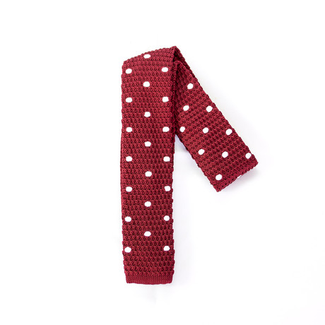 Burgundy Polka Dot Knit Tie