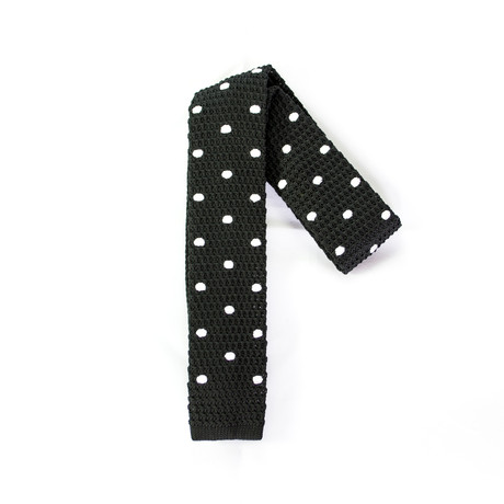 Black Polka Dota Knit Tie