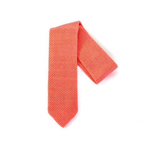 Coral Silk Knit Tie