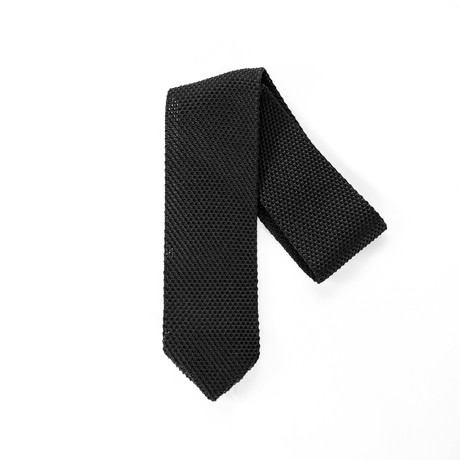 Black Silk Knit Tie