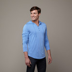 Pima Cotton Hooded Henley // Dark Blue (S)