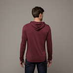 Pima Cotton Hooded Henley // Dark Red (M)