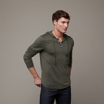 Pima Cotton Hooded Henley // Forest Green (XL)