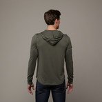 Pima Cotton Hooded Henley // Forest Green (S)