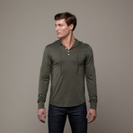 Pima Cotton Hooded Henley // Forest Green (XL)