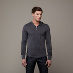 Pima Cotton Hooded Henley // Charcoal (XL)