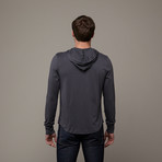 Pima Cotton Hooded Henley // Charcoal (XL)