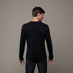 Pima Cotton Long Sleeve V-Neck // Black (2XL)