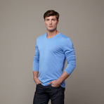 Pima Cotton Long Sleeve V-Neck // Dark Blue (L)