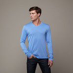 Pima Cotton Long Sleeve V-Neck // Dark Blue (S)