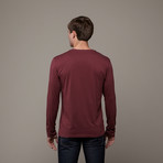 Pima Cotton Long Sleeve V-Neck // Dark Red (M)