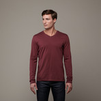 Pima Cotton Long Sleeve V-Neck // Dark Red (M)