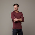 Pima Cotton Long Sleeve V-Neck // Dark Red (2XL)