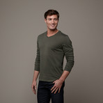 Pima Cotton Long Sleeve V-Neck // Forest Green (S)