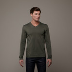 Pima Cotton Long Sleeve V-Neck // Forest Green (M)