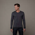 Pima Cotton Long Sleeve V-Neck // Charcoal (S)