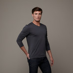 Pima Cotton Long Sleeve V-Neck // Charcoal (L)