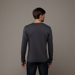 Pima Cotton Long Sleeve V-Neck // Charcoal (L)