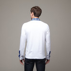Blanc Long Sleeve Polo // White + Blue (S)