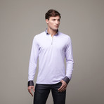 Lila Long Sleeve Polo // Lilac + White (M)