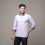 Lila Long Sleeve Polo // Lilac + White (M)